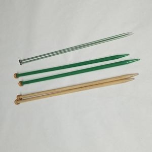 Lot of 3 Knitting Needles: Wooden 11 Boye, Wooden 13 Boye, Metal Size 6